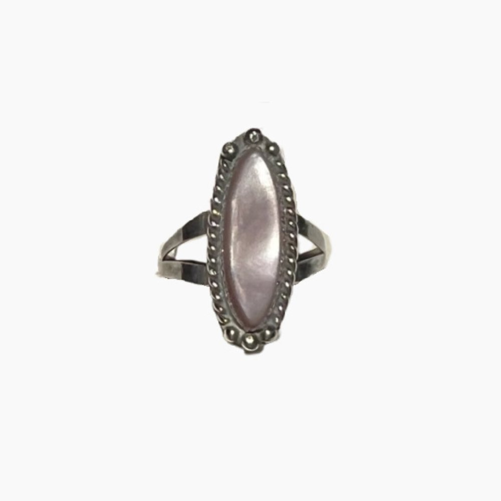 Vintage Rose Quartz & Sterling Boho Ring